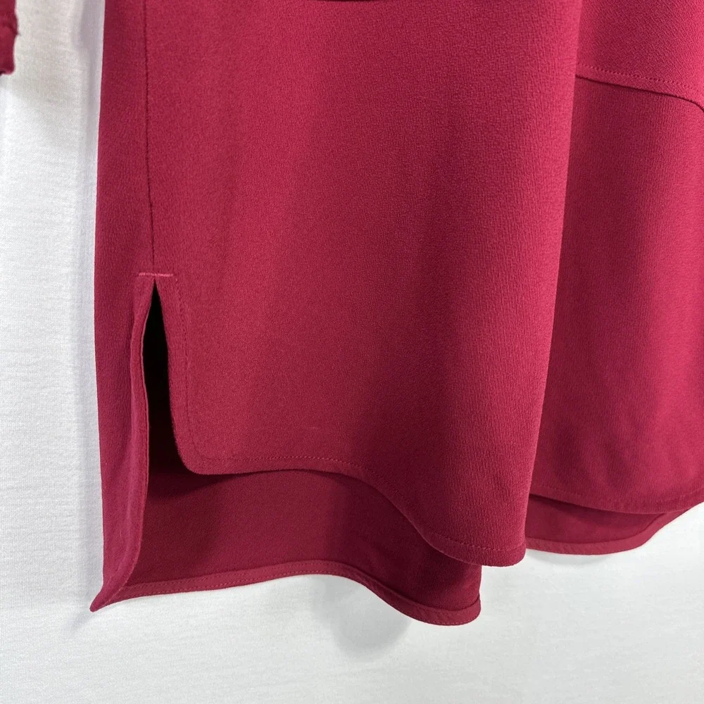 LRL Ralph Lauren Women's Large‎ Blouse Shirt Tunic Top Cranberry Stretch V-neck